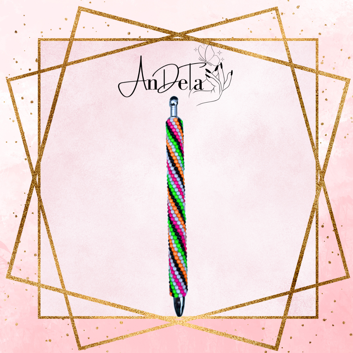 Diagonal Neon Rhinestone Pen