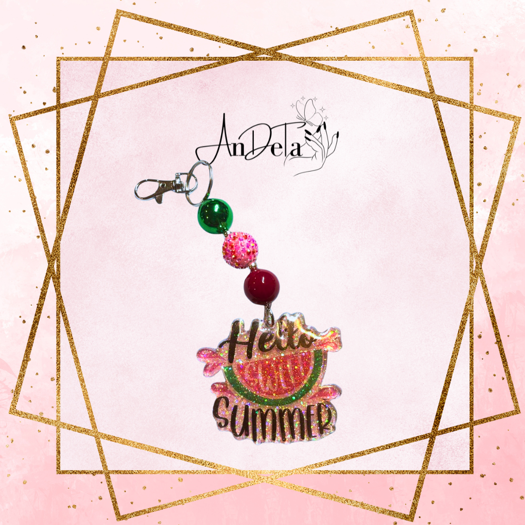 Llavero Hello Sweet Summer de 3" en blanco