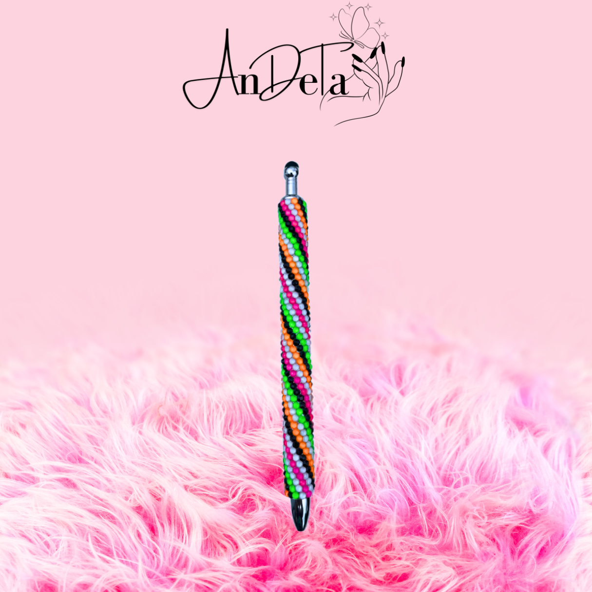 Diagonal Neon Rhinestone Pen