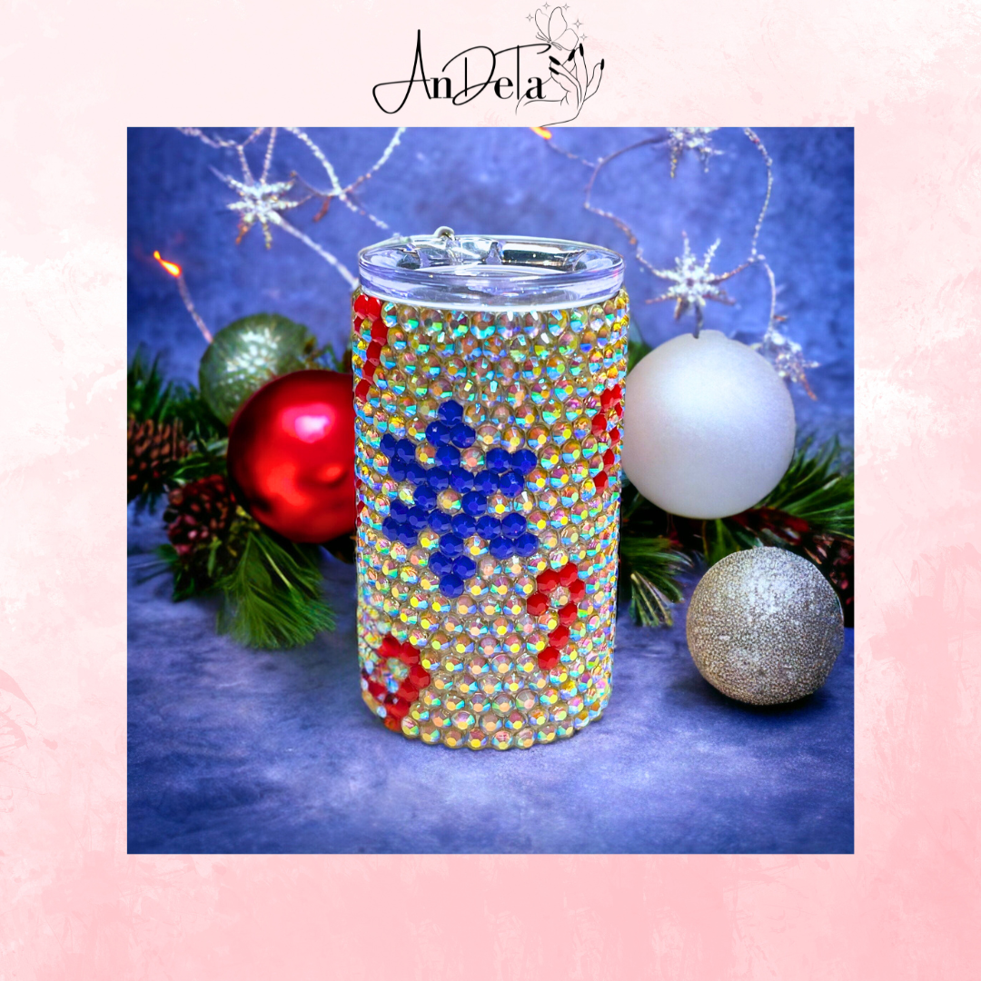 Rhinestone Christmas 3oz keychain tumbler