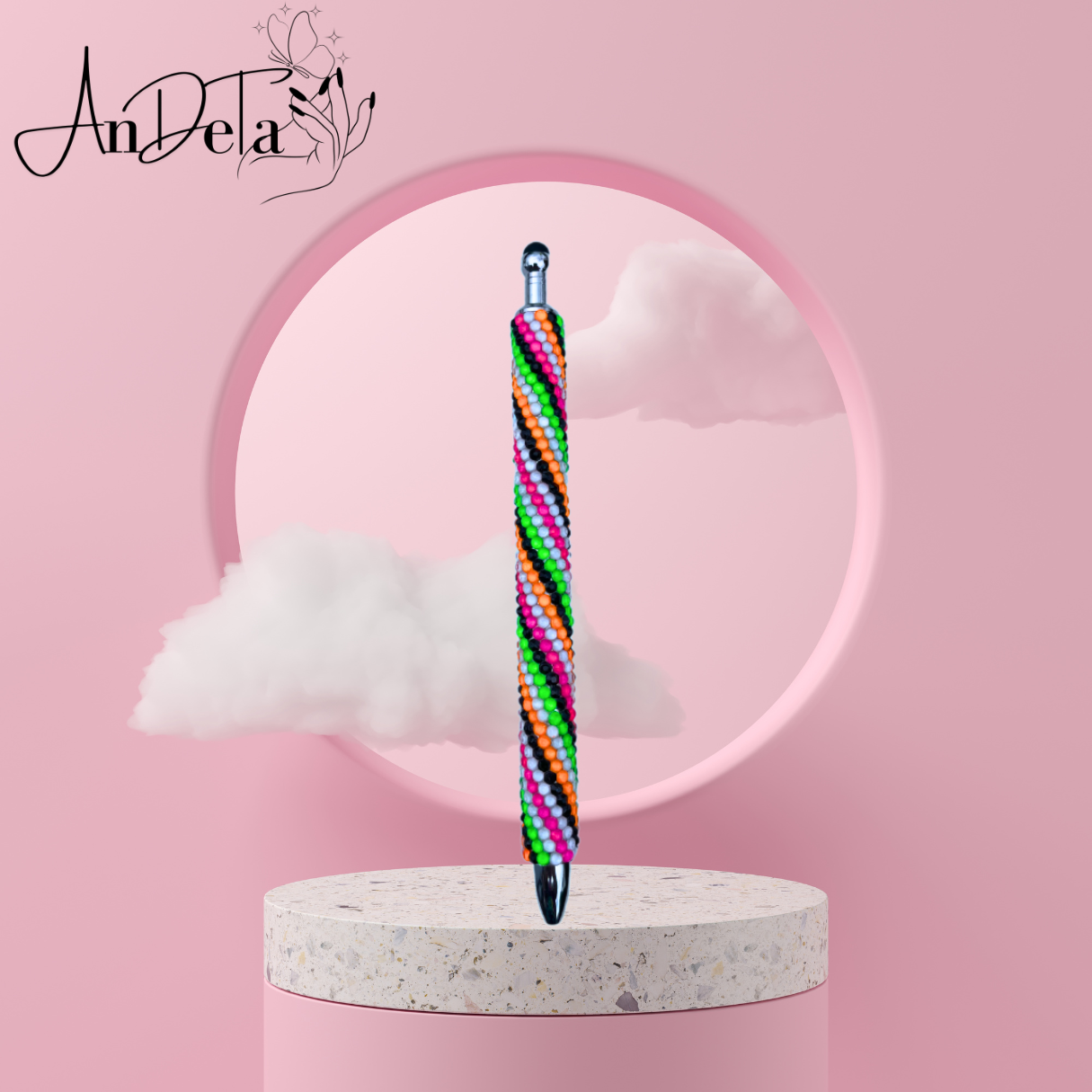 Diagonal Neon Rhinestone Pen