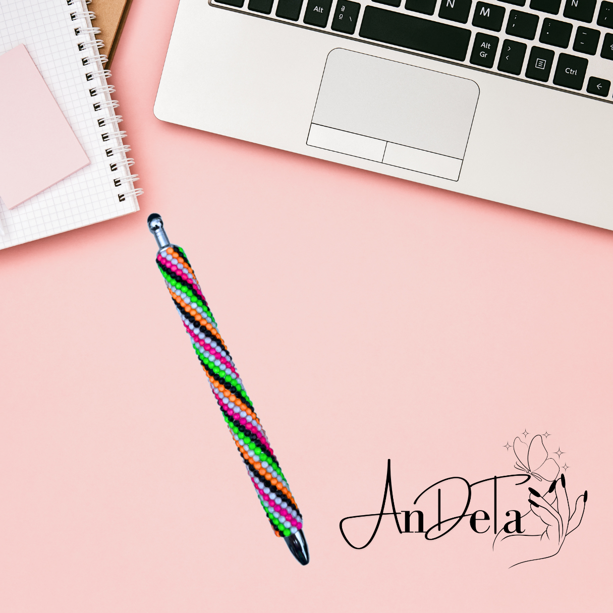 Diagonal Neon Rhinestone Pen