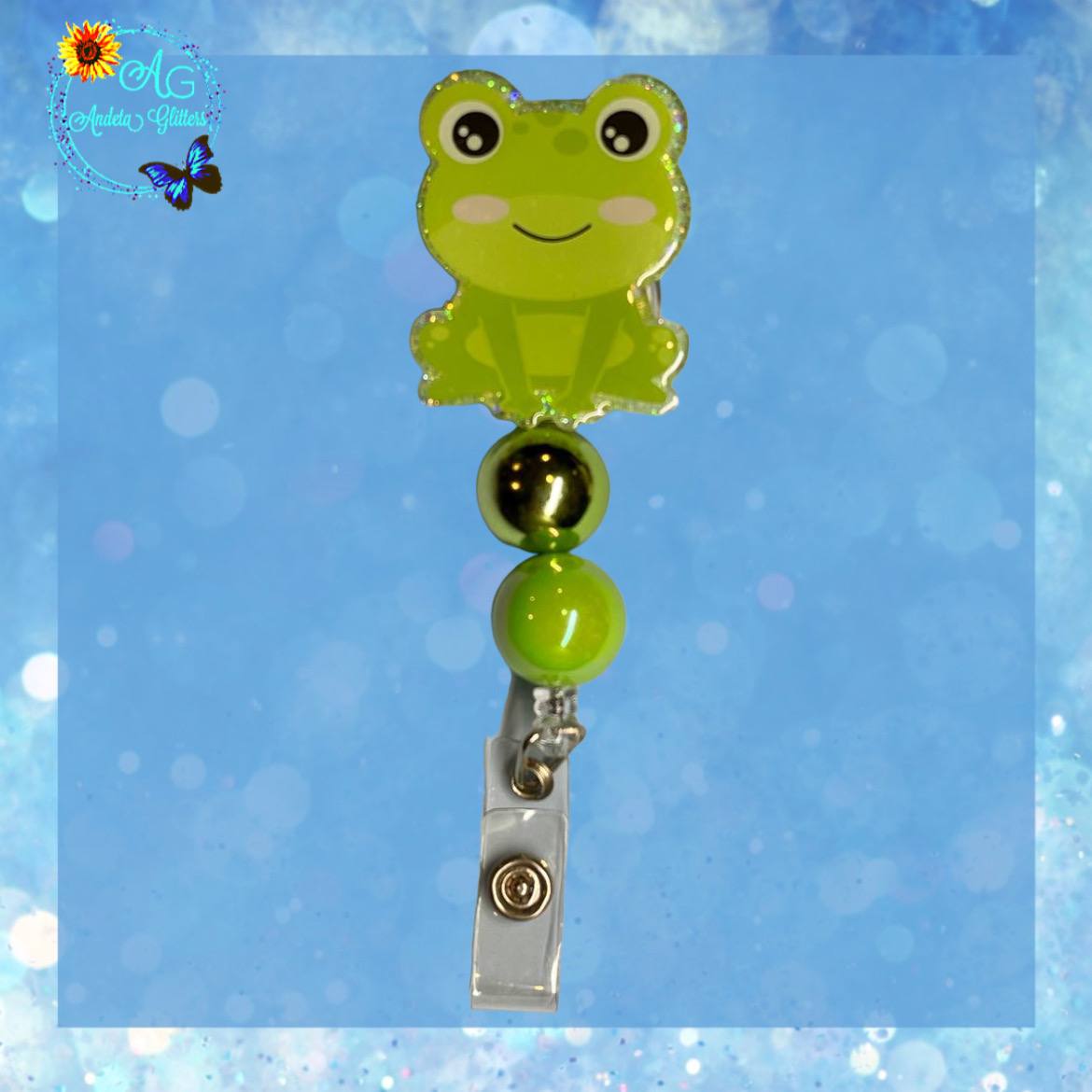Froggy badge reel – Andeta Glitters & Designs
