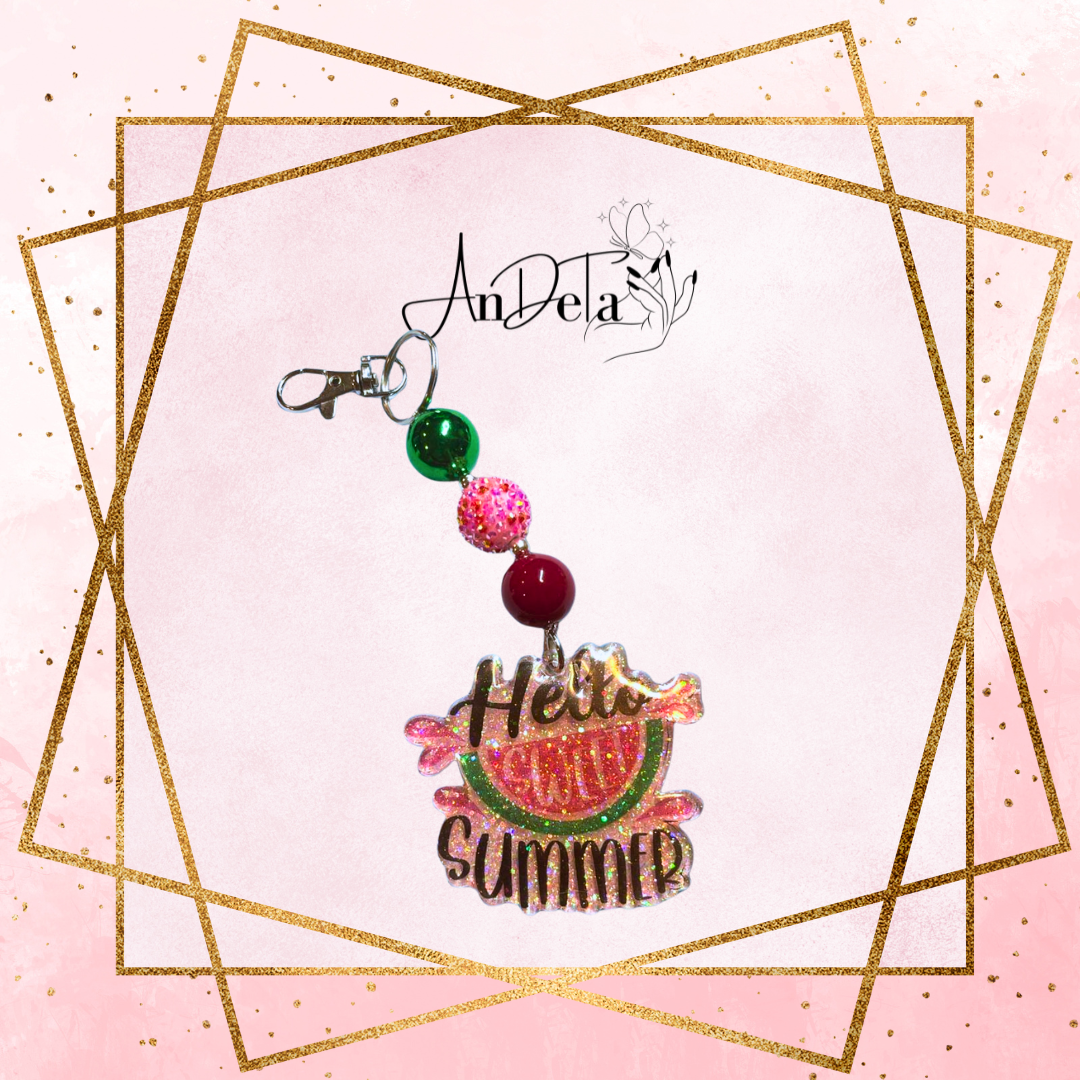 Llavero Hello Sweet Summer de 3" en blanco 